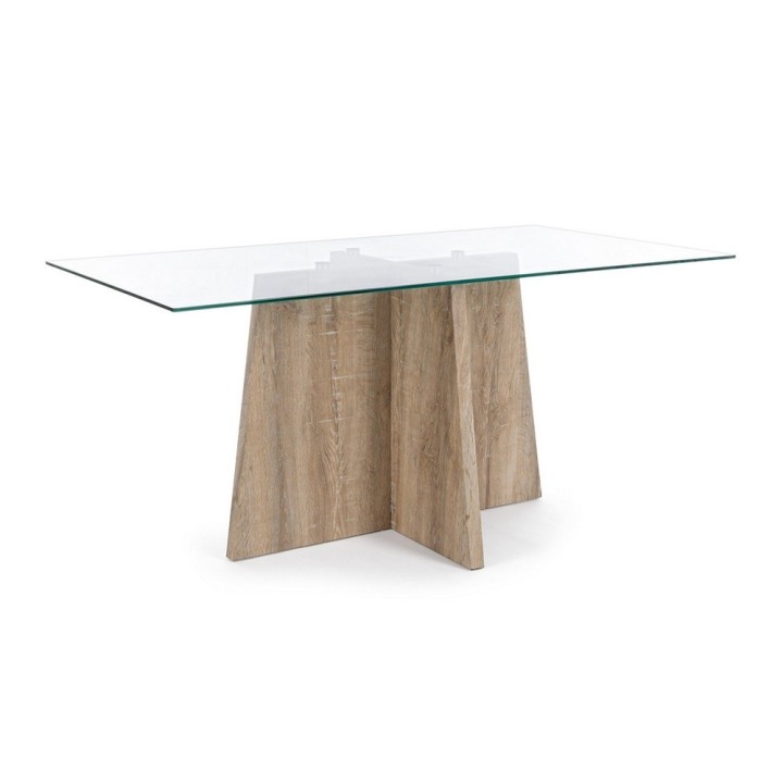 Bizzotto Tavolo Kenya Cross in legno e vetro 160 × 90 cm