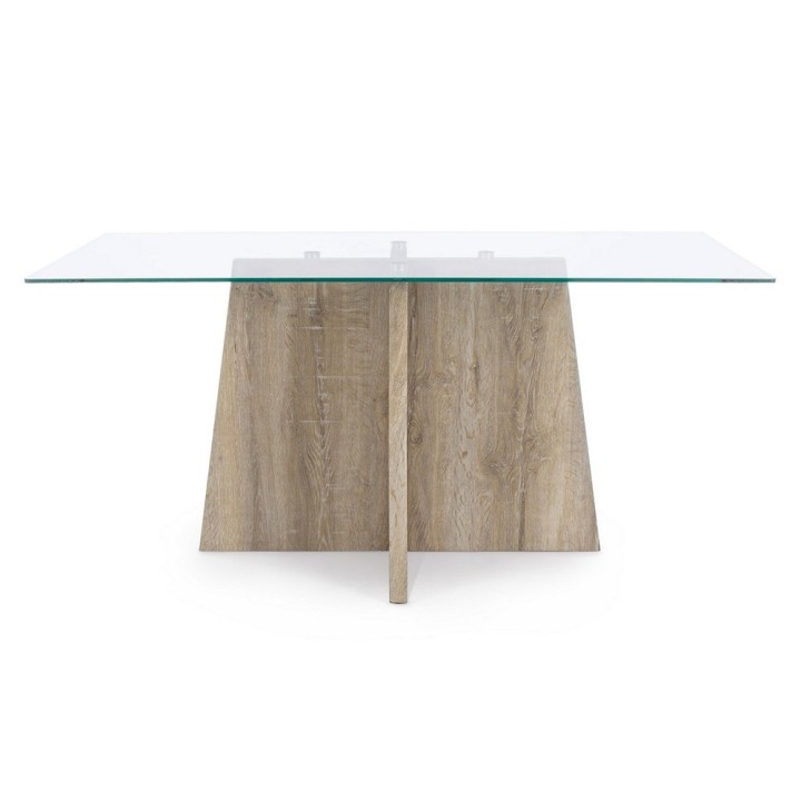 Bizzotto Tavolo Kenya Cross in legno e vetro 160 × 90 cm
