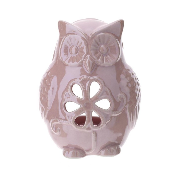 Hervit Portatealight Civetta in porcellana rosa 11 cm
