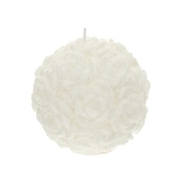 Hervit Candela sfera con rose bianca laccata Ø 11 cm