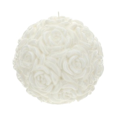 Candela Decorativa a Sfera con Boccioli di Rose Bianca...
