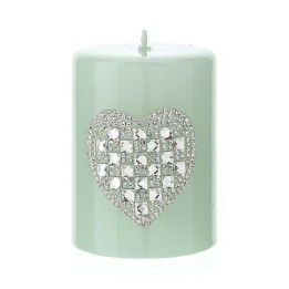Hervit Creations Candela moccolo verde con cuore di strass