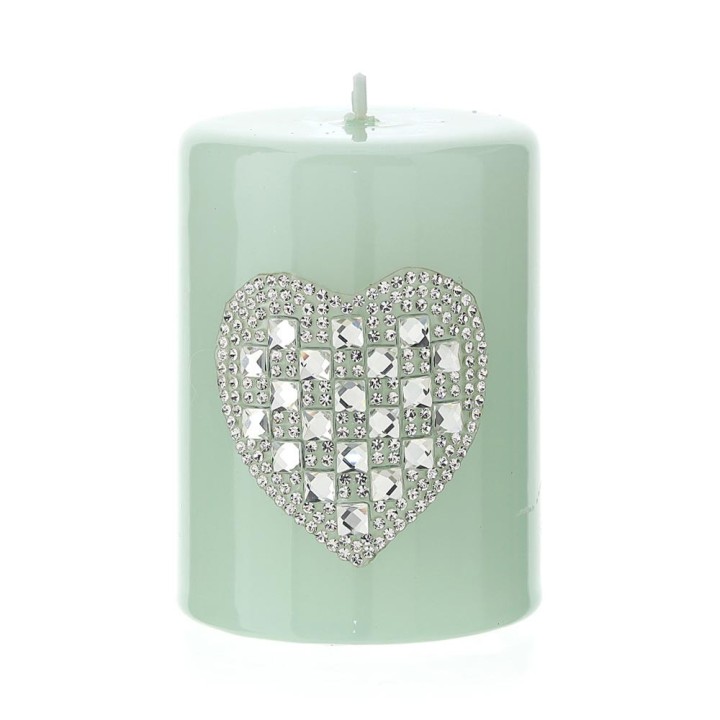Hervit Creations Candela moccolo verde con cuore di strass