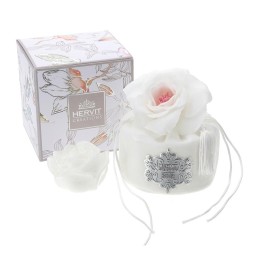 Hervit Secchiello in velluto bianco con candela Ø 10 cm
