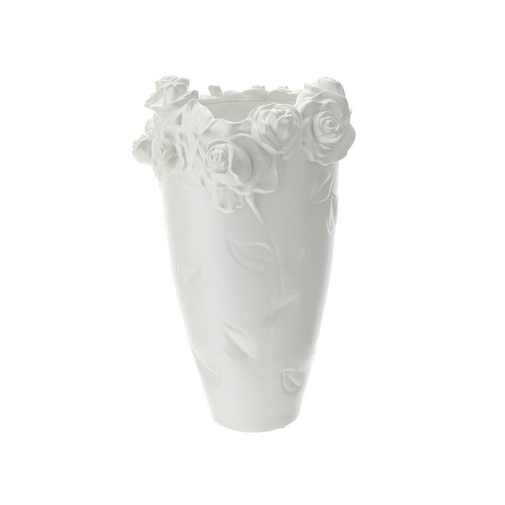 Hervit Creations Vaso scultura Rose gres bianco 37 cm