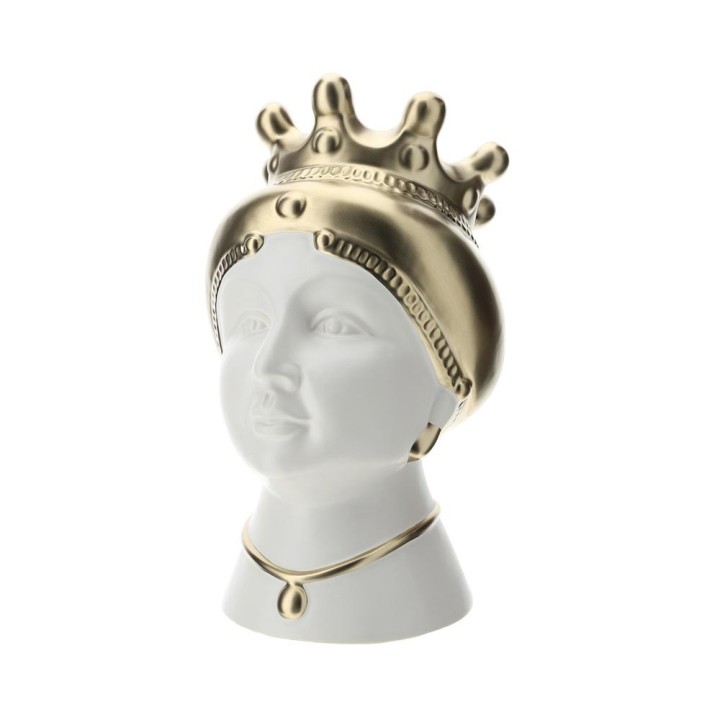 Hervit Creations Testa di Moro gres bianco e oro 35 cm