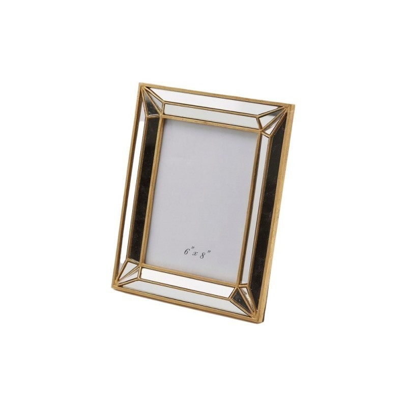 Cornice Portafoto da Appoggio Liberty in Metallo Dorato e Specchio 25x20 cm | EDG
