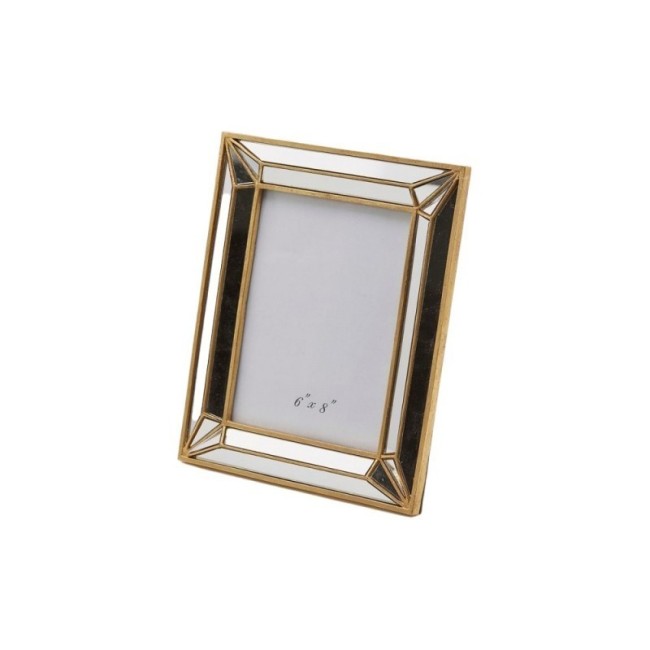 Cornice Portafoto da Appoggio Liberty in Metallo Dorato e Specchio 25x20 cm | EDG