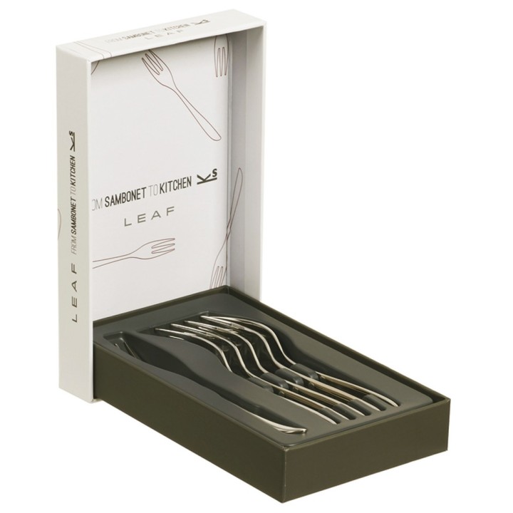 Sambonet Set di 6 forchettine da dolce Leaf in acciaio inox