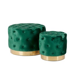 Pouf Enzo De Gasperi in velluto verde piccolo h 40 cm