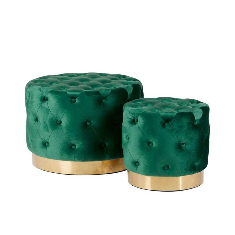 Pouf Enzo De Gasperi in velluto verde piccolo h 40 cm