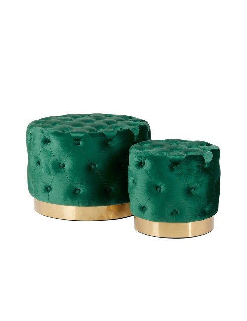 Pouf Enzo De Gasperi in velluto verde piccolo h 40 cm