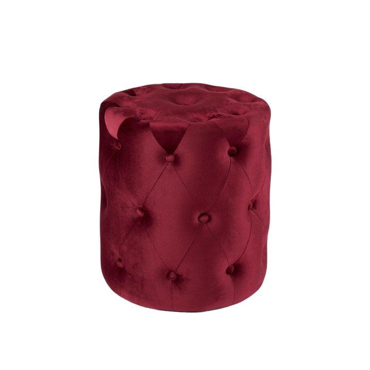 EDG Pouf capitonné in velluto rosso Ø 40 cm alto 45 cm