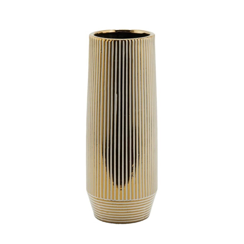 Vaso da Fiori Dorato a Righe in Ceramica H36 cm | EDG