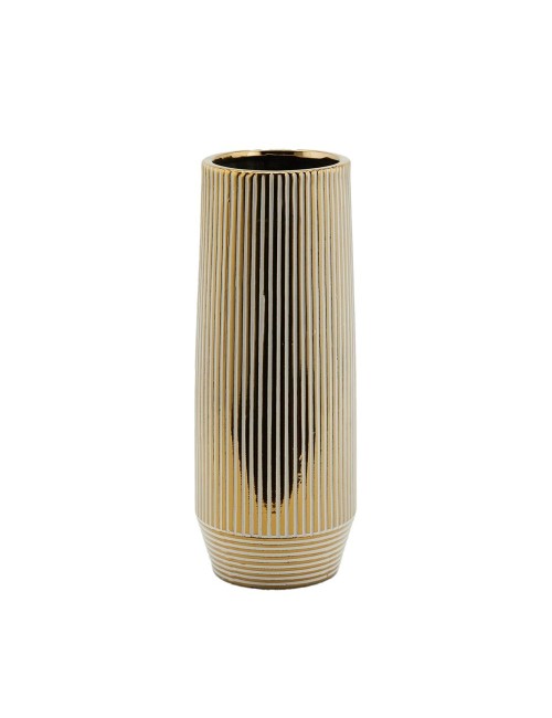 Vaso da Fiori Dorato a Righe in Ceramica H36 cm | EDG