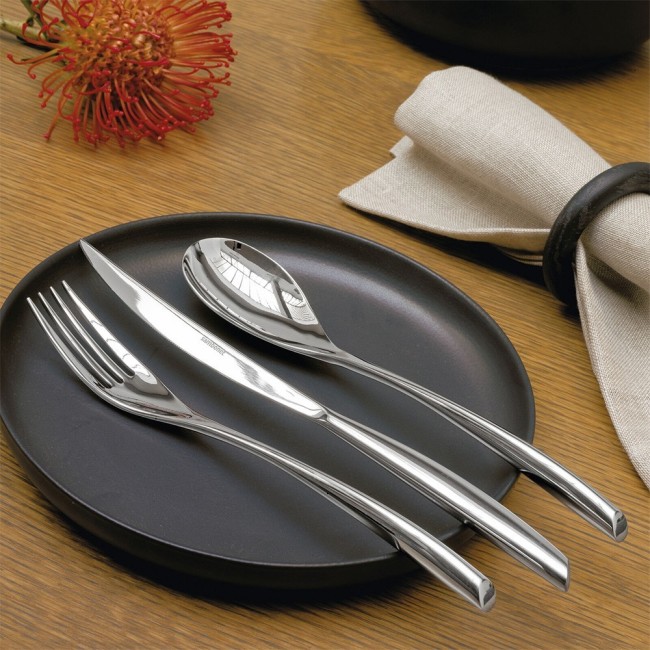 Forchetta Servire Legumi Sambonet in Bamboo Inox con set posate in tavola