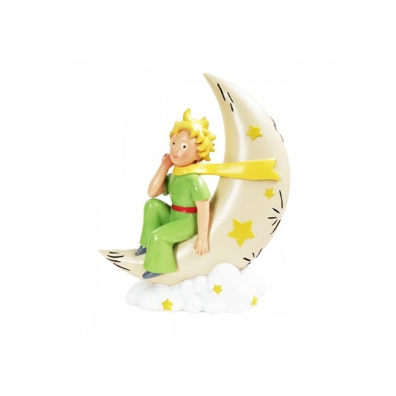 Statuetta Piccolo Principe sulla Luna Enesco in Resina Dipinta a Mano