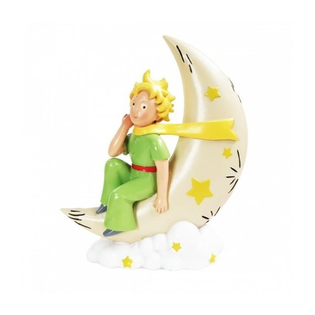 Statuetta Piccolo Principe sulla Luna Enesco in Resina Dipinta a Mano