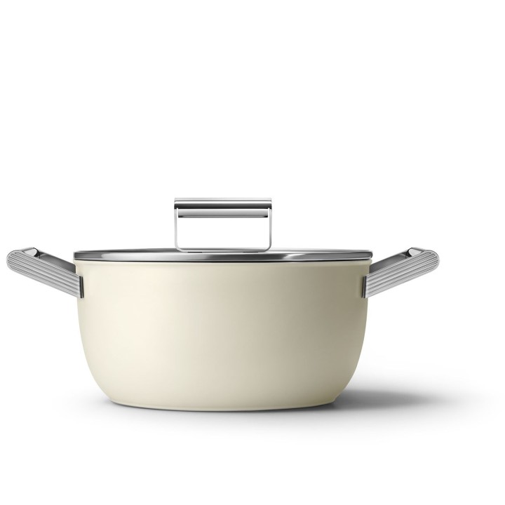 Smeg Casseruola bassa 50's Style con coperchio panna Ø 24 cm