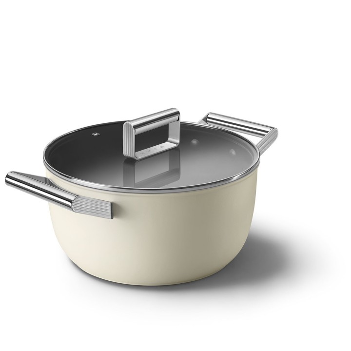 Smeg Casseruola bassa 50's Style con coperchio panna Ø 24 cm