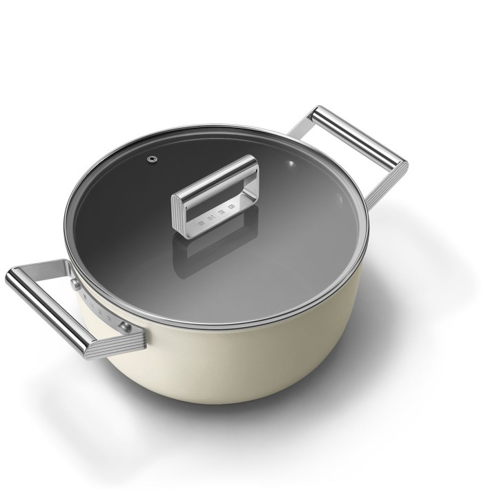 Smeg Casseruola bassa 50's Style con coperchio panna Ø 24 cm