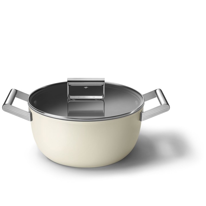 Smeg Casseruola bassa 50's Style con coperchio panna Ø 24 cm