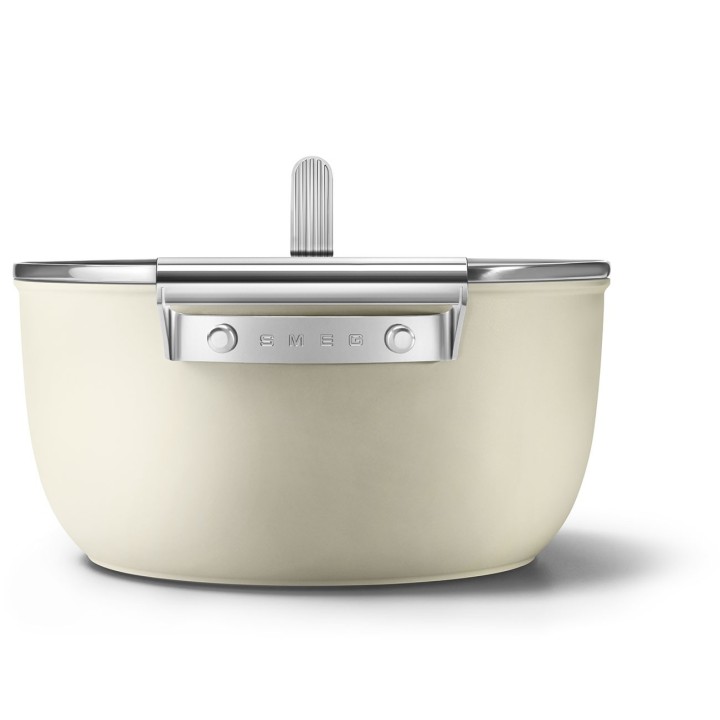 Smeg Casseruola bassa 50's Style con coperchio panna Ø 24 cm