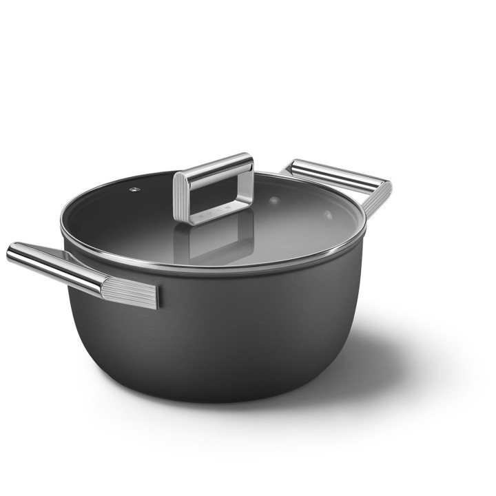 Smeg Casseruola bassa 50's Style con coperchio nera Ø 24 cm