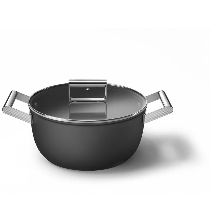 Smeg Casseruola bassa 50's Style con coperchio nera Ø 24 cm