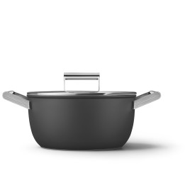 Smeg Casseruola bassa 50's Style con coperchio nera Ø 24 cm