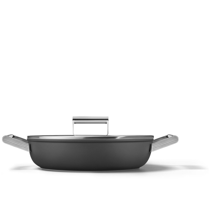 Smeg Tegame 50's Style a 2 manici con coperchio nero Ø 28 cm
