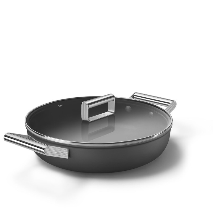 Smeg Tegame 50's Style a 2 manici con coperchio nero Ø 28 cm