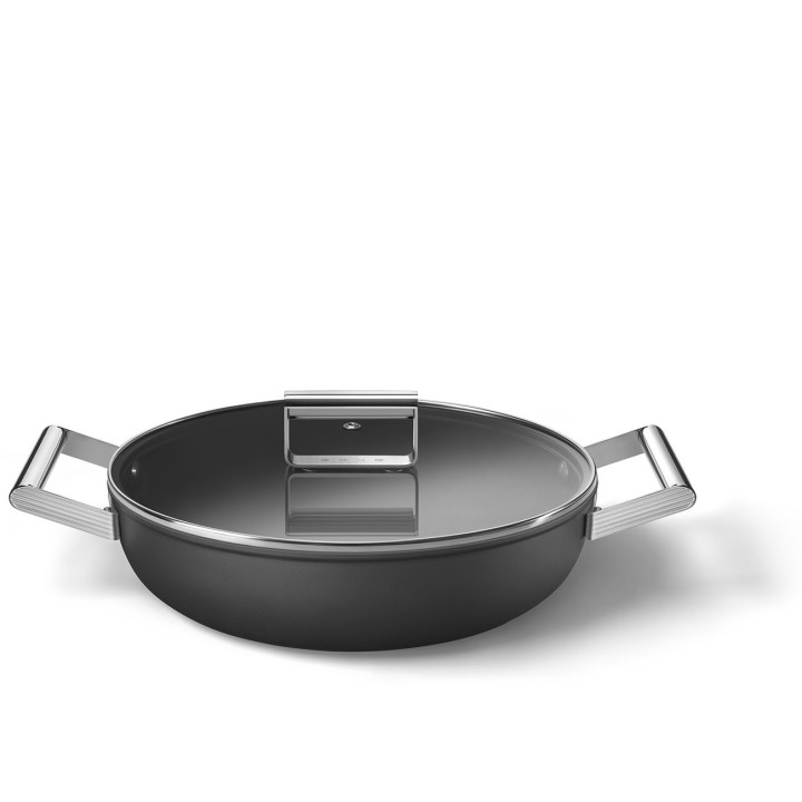 Smeg Tegame 50's Style a 2 manici con coperchio nero Ø 28 cm