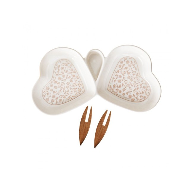Brandani antipastiera Farfalla campo ai fiori porcellana 2 forchette Brandani antipastiera Farfalla campo ai fiori porcellana 2 forchette