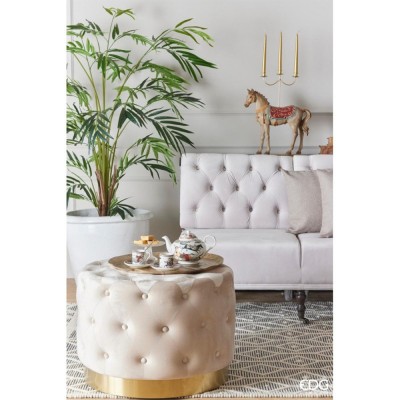 Pouf in Velluto Capitonné Hazelnut H45 Grande - Enzo De... 2