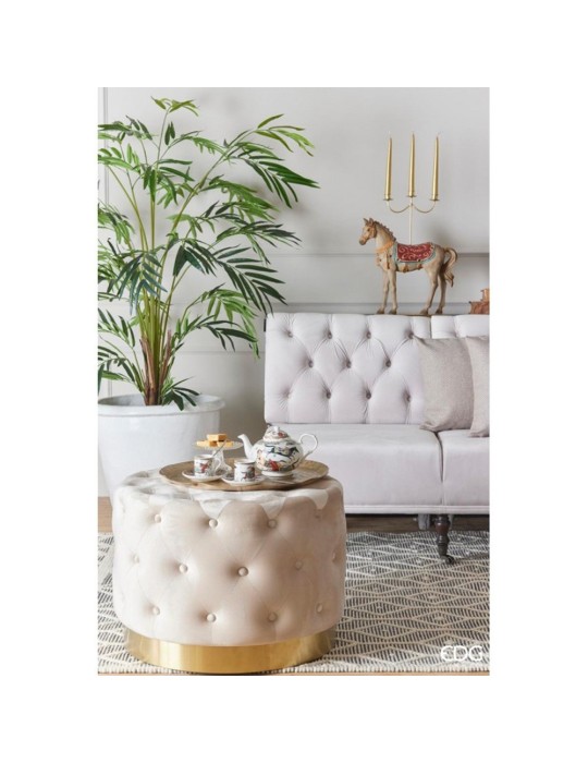 Pouf in Velluto Capitonné Hazelnut H45 Grande -...