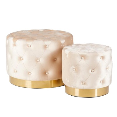 Pouf in Velluto Capitonné Hazelnut H45 Grande - Enzo De...
