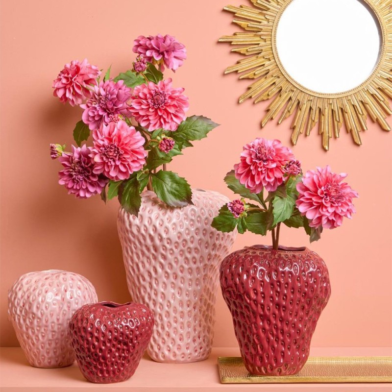 Enzo De Gasperi Vaso Chakra Fragola Burgundy h 37 cm Ø 25 cm con fiori