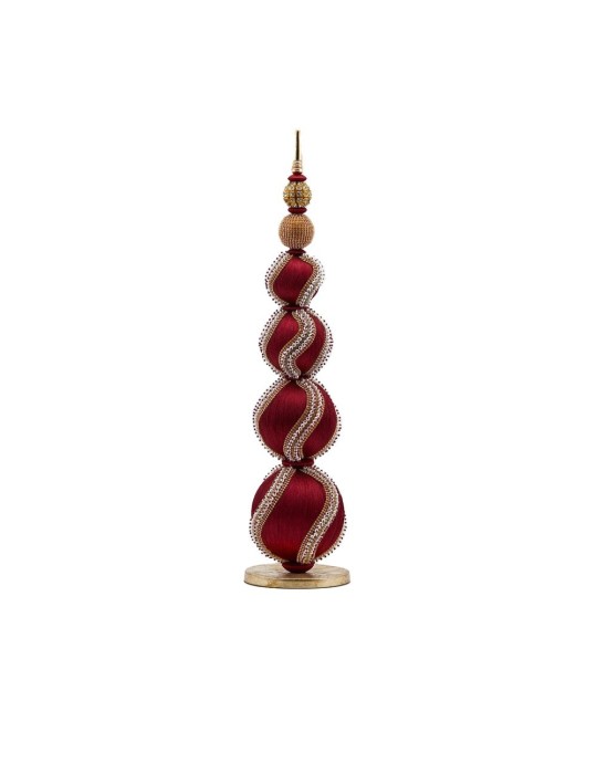 Topiary Sfere-Mix Perle H65 D16 Burgundy – Decorazione Natalizia da Tavolo EDG Enzo De Gasperi