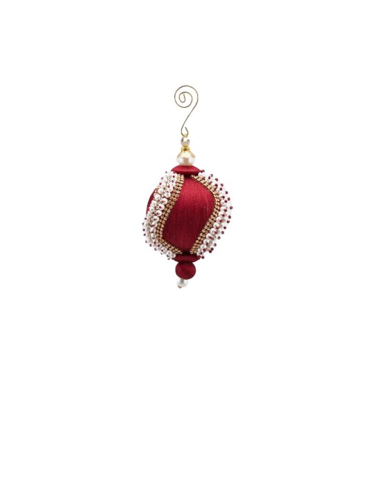 Palla Silk Perle D8 cm – Pallina di Natale Bordeaux con Perle di Enzo De Gasperi