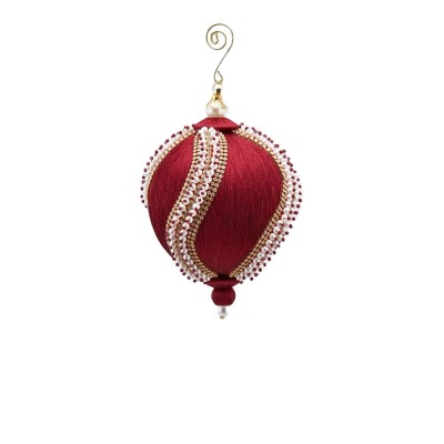 Palla Silk Perle D12 cm – Pallina di Natale Bordeaux con...