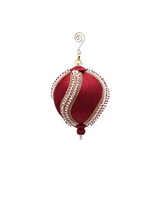 Palla Silk Perle D12 cm – Pallina di Natale Bordeaux con Perle di Enzo De Gasperi