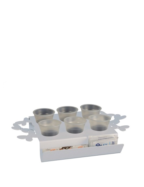 Candida Celiento - Arti&Mestieri - Vassoio caffè Farfalle bianco - foto-1