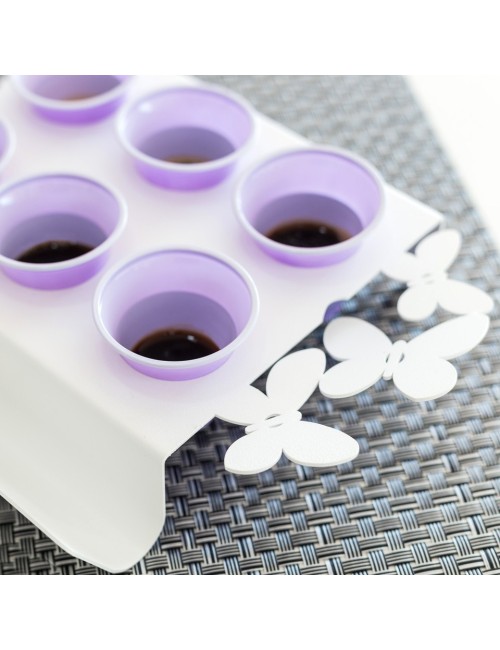 Candida Celiento - Arti&Mestieri - Vassoio caffè Farfalle bianco - foto-3