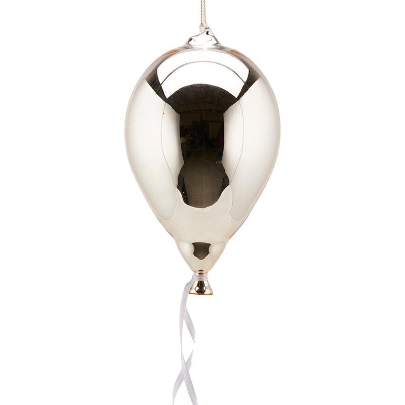 Decoro Natalizio Palloncino Sospeso in Vetro Lucido New Gold Ø 15 x H 24 cm – Enzo De Gasperi (EDG)