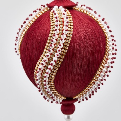 Palla Silk Perle D12 cm – Pallina di Natale Bordeaux con... 2