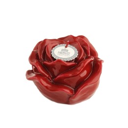 Hervit Creations Candela a rosa rossa laccata in box Ø 7 cm