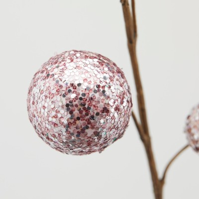 Ramo Decorativo Pompom Scintillante Rosa H92 cm con... 2