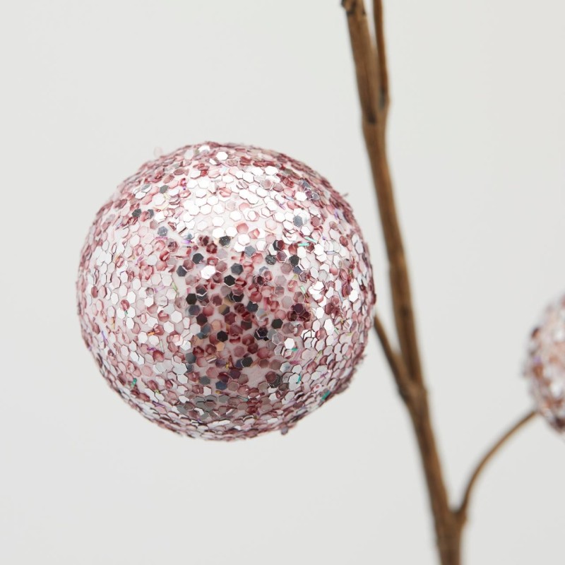 Ramo Decorativo Pompom Scintillante Rosa H92 cm...