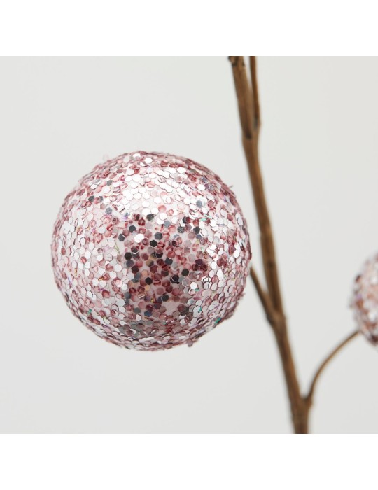 Ramo Decorativo Pompom Scintillante Rosa H92 cm...